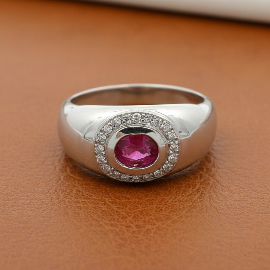 Fine Ruby and Diamond Platinum Ring