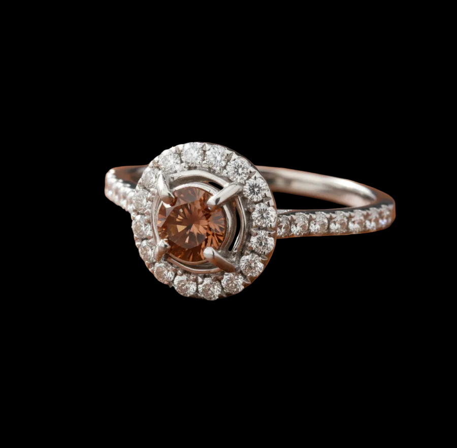 Maya Lianna .59 cttw Diamond Ring Natural Fancy Orange Center 14884