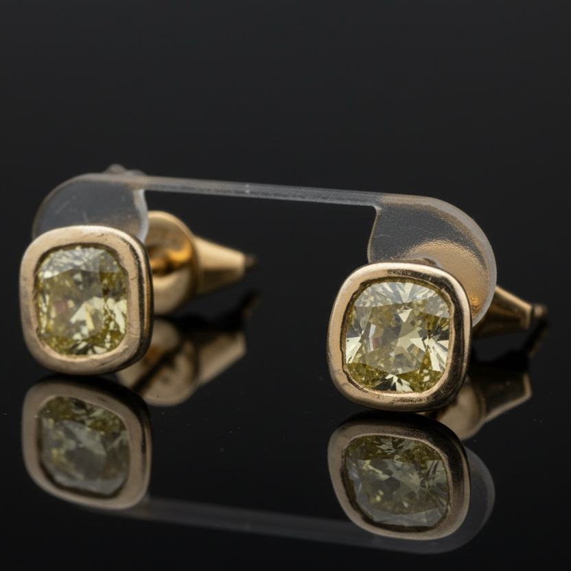 Maya Lianna 2.35 cttw Natural Fancy Yellow Diamond Earrings 14746