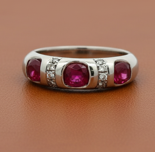 Ruby and Diamond Platinum Ring
