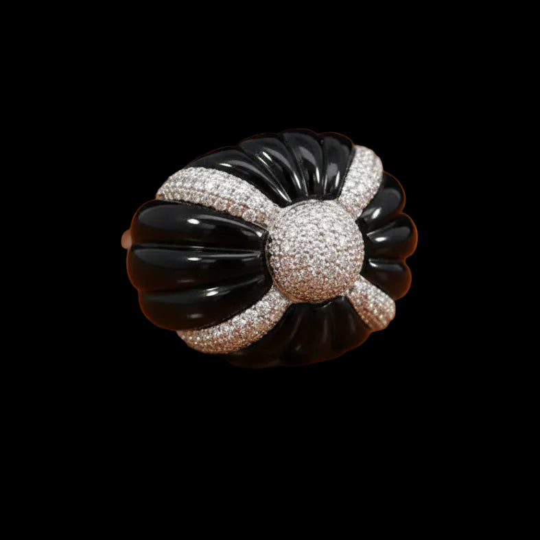 Effy Onyx & Diamond 14K White Gold Ring