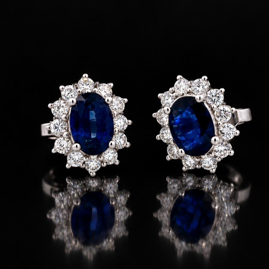 Designer Marchisio Fine Sapphire & Diamond Platinum Earring