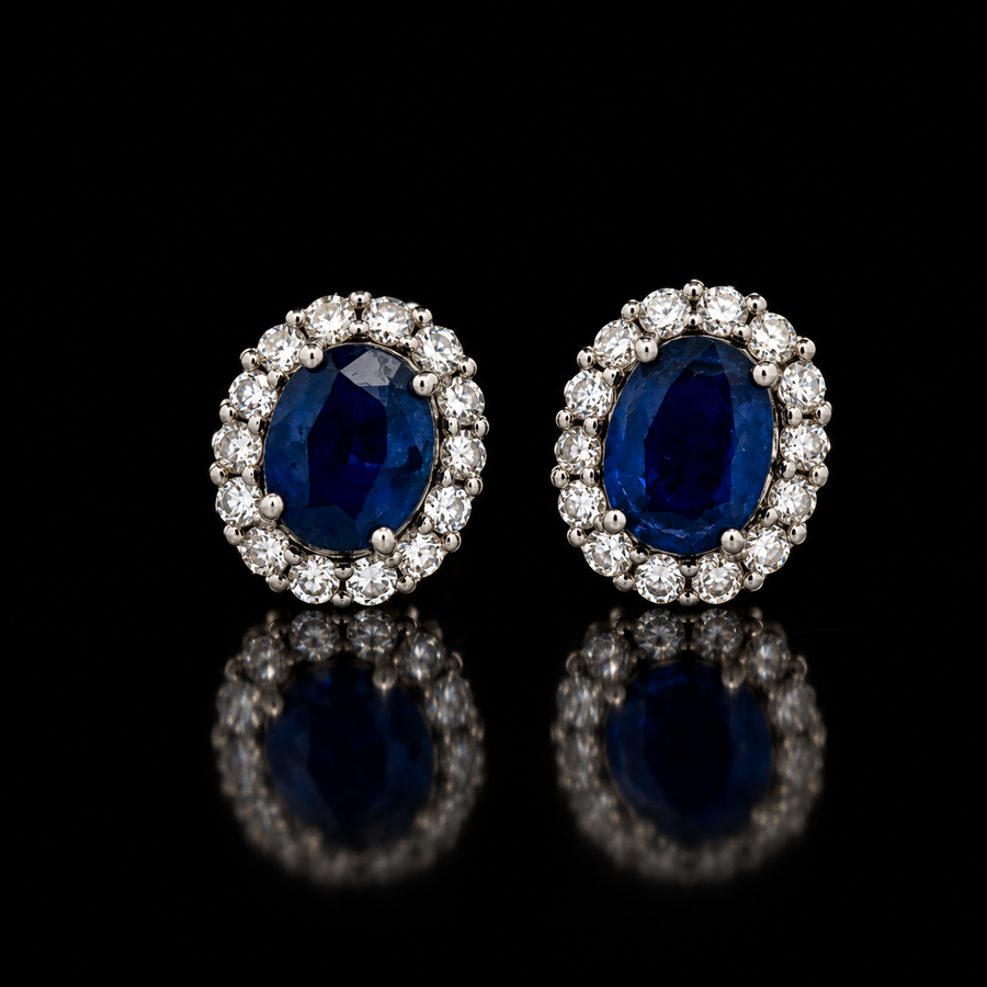Designer Marchisio Fine Sapphire & Diamond Platinum Earring