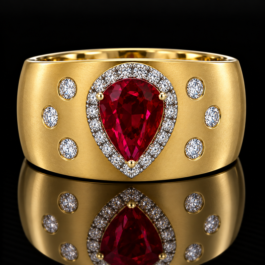 Estate Ruby & Diamond 18KT Yellow /White Gold Ring