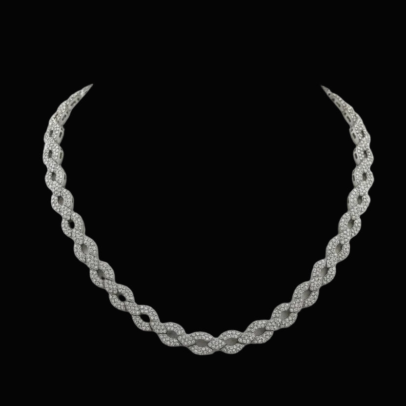 USA Designer ADJ 12.00cttw Diamond 18K White Gold Necklace