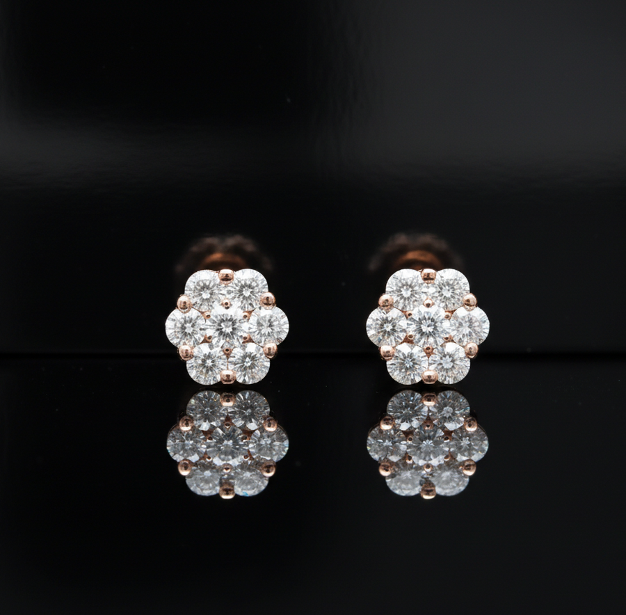 Maya Lianna .50 cttw Diamond and 14K Rose Gold Cluster Earrings