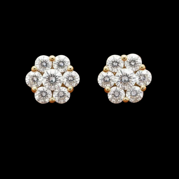 Maya Lianna Diamond and 14K Yellow Gold Cluster Earrings