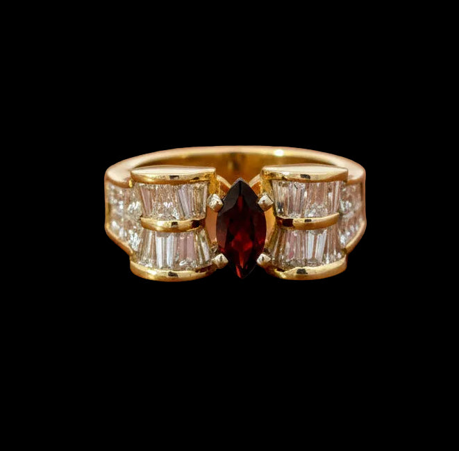 Designer EMJ Garnet and Diamond Ring 14873