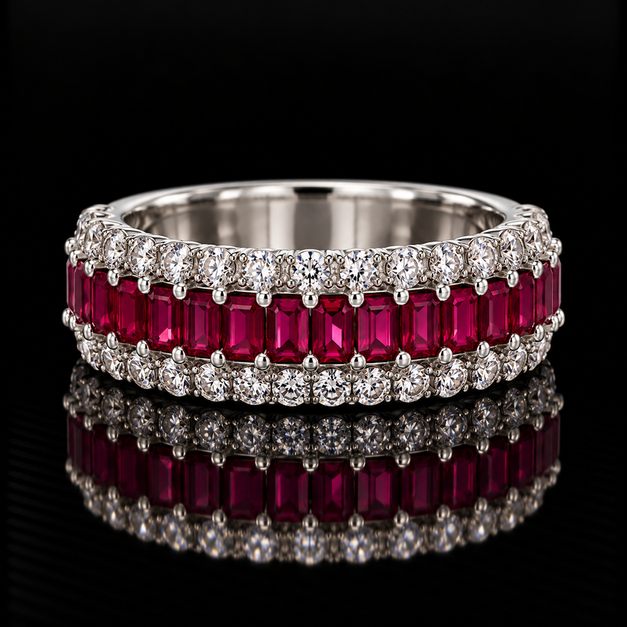 Estate Ruby & Diamond 14KT White Gold Ring