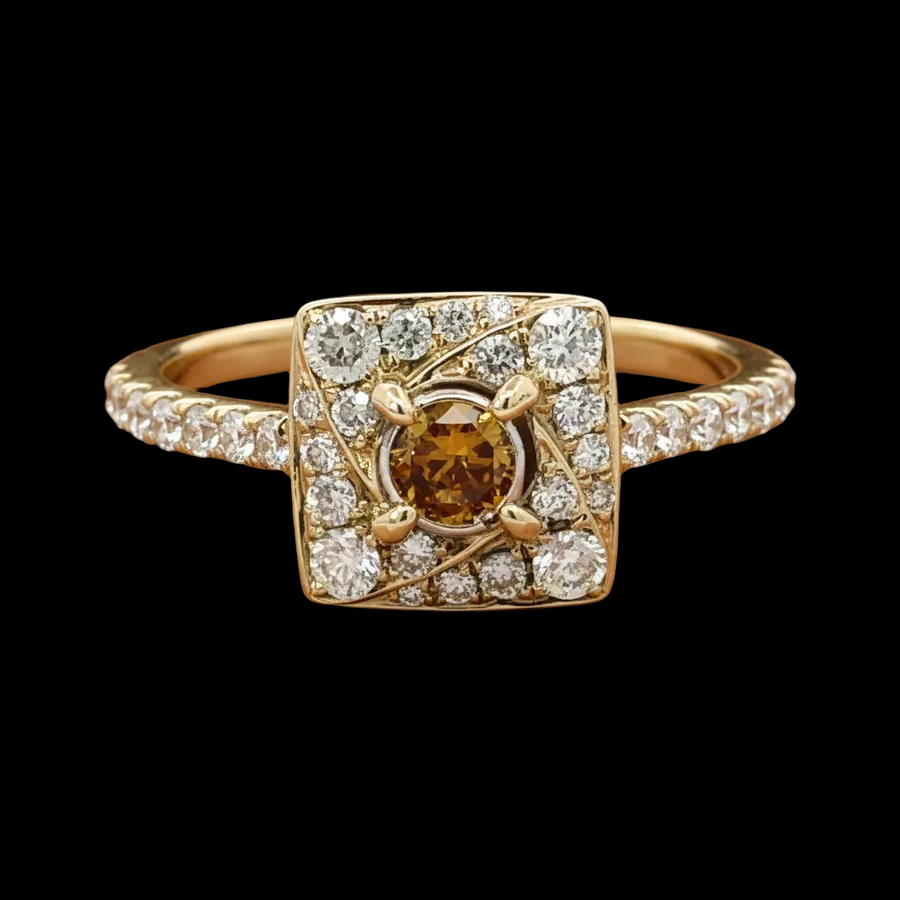 Leo Schachter .76 cttw Diamond Ring Natural Fancy Orange Center 14877