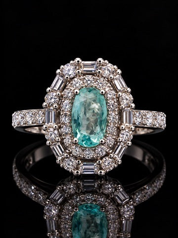 Designer M.C. Marchisio Natural Paraiba & Diamond 18KT White Gold Ring