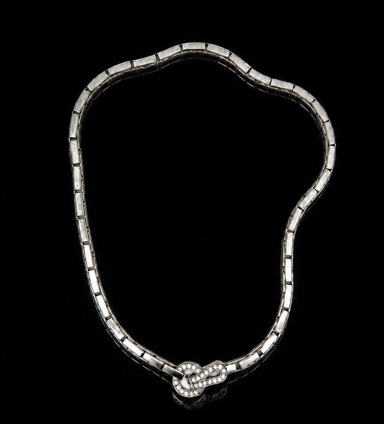 Estate Cartier Agrafe Collection Diamond 18Kt White Gold Necklace