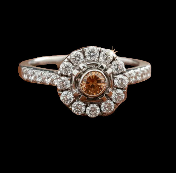 Maya Lianna 1.05 cttw Diamond Ring Natural Fancy Orange Center 14885