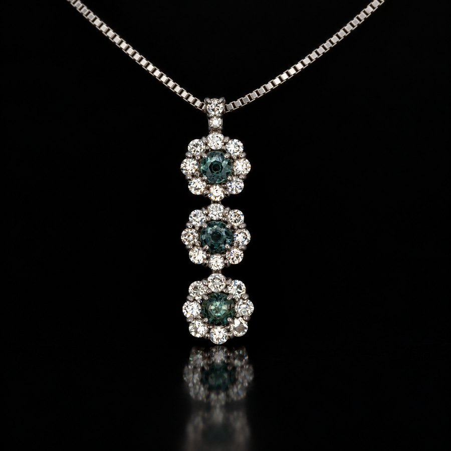 Estate Color Change Blue-Green to Purple-Pink Alexandrite & Diamond Platinum Necklace