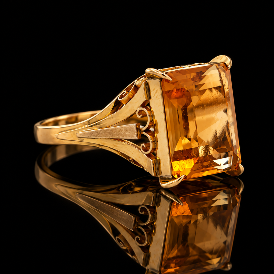 Estate English 5.50ct. Citrine 18KT Yellow Gold Ring