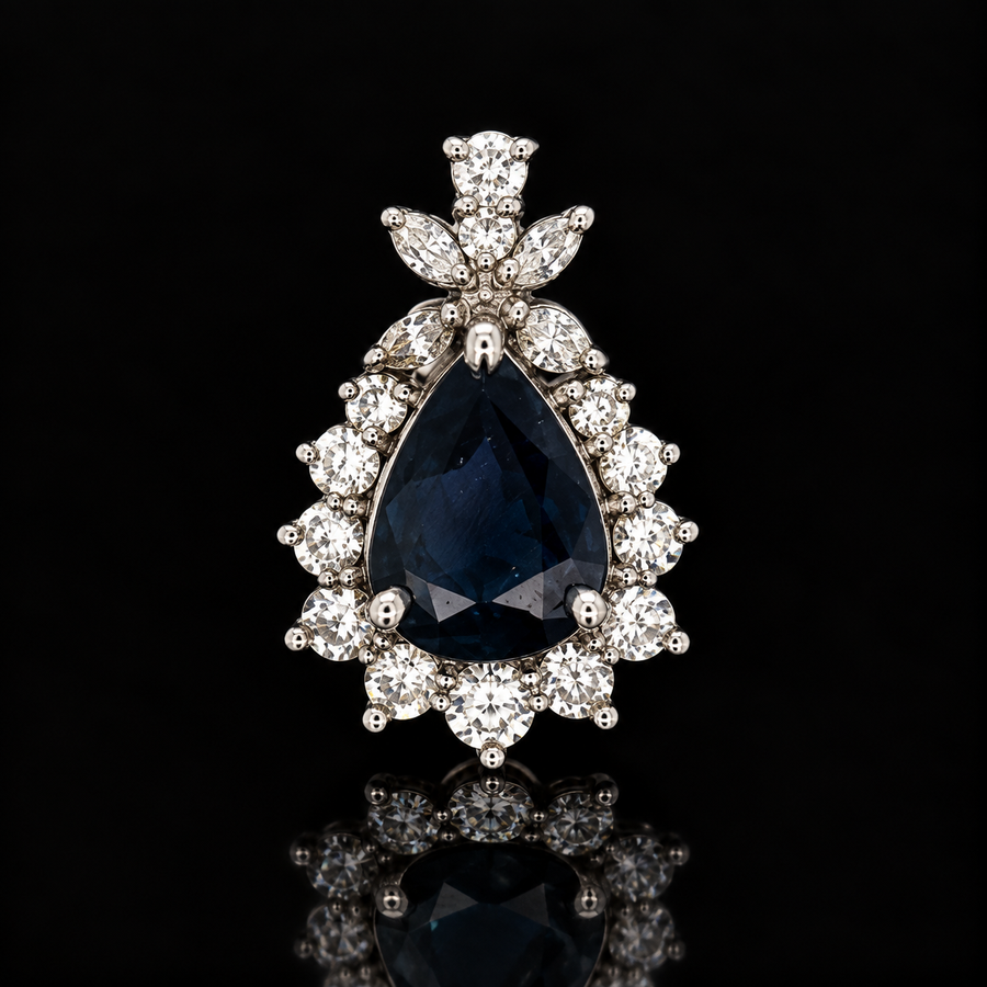 Estate 1.86ct. Sapphire & Diamond Platinum Pendant
