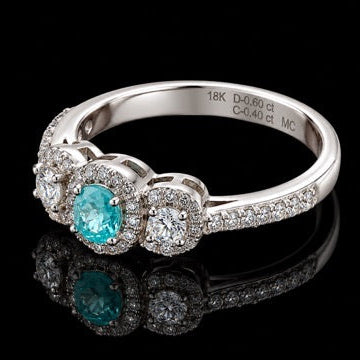 Designer M.C. Marchisio .65ct. Natural Paraiba Tourmaline & Diamond 18K White Gold Pendant