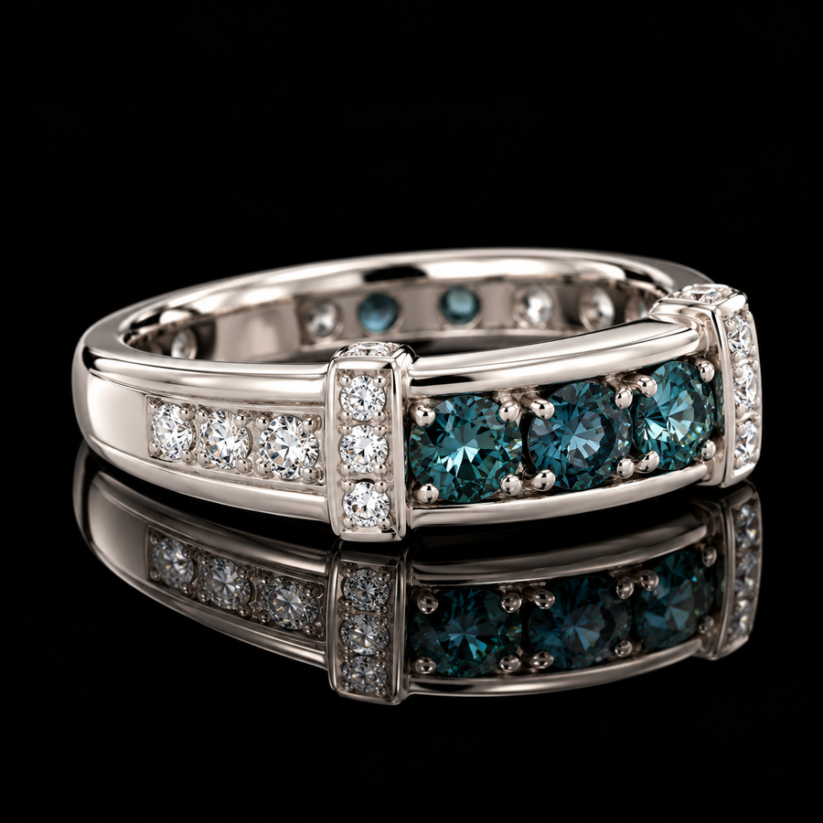 Estate Natural Alexandrite & Diamond Platinum Ring
