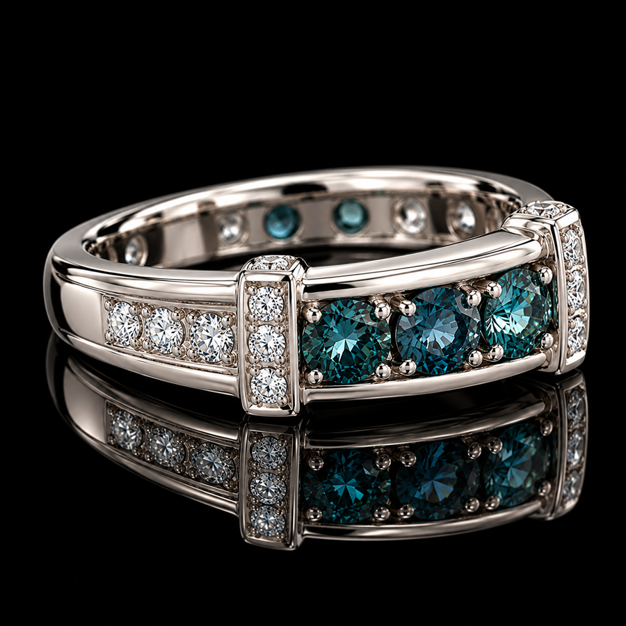 Estate Natural Alexandrite & Diamond Platinum Ring