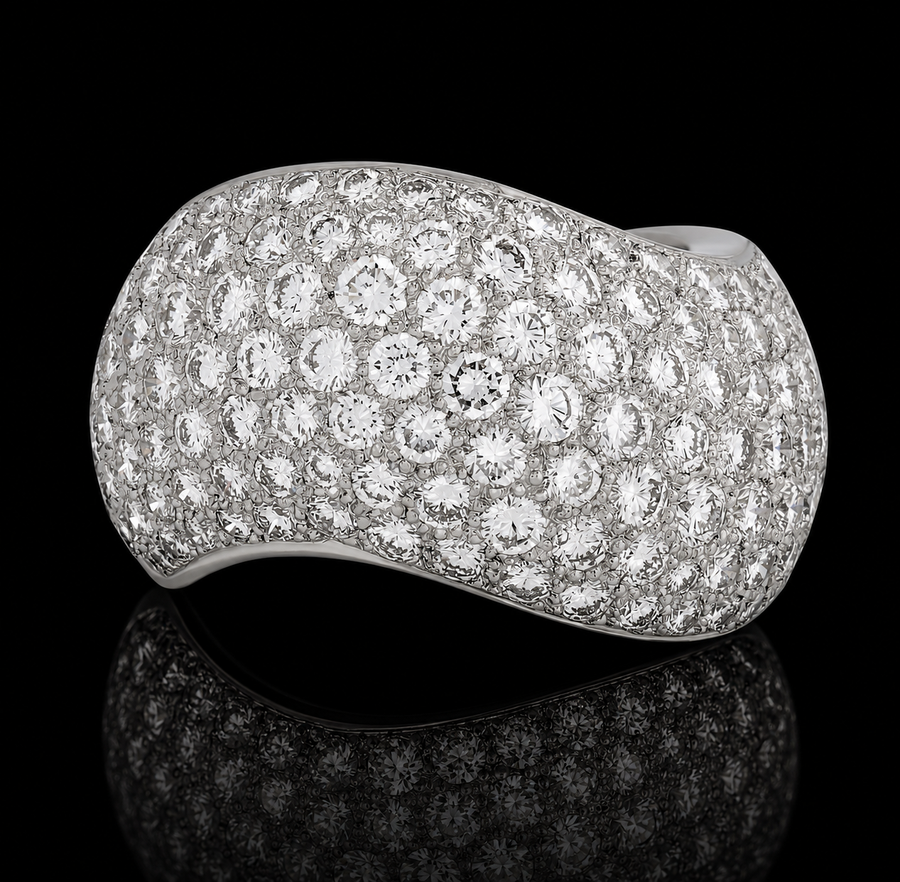 Estate Cartier 5.50 cttw Diamond Wave 18K White Gold Ring