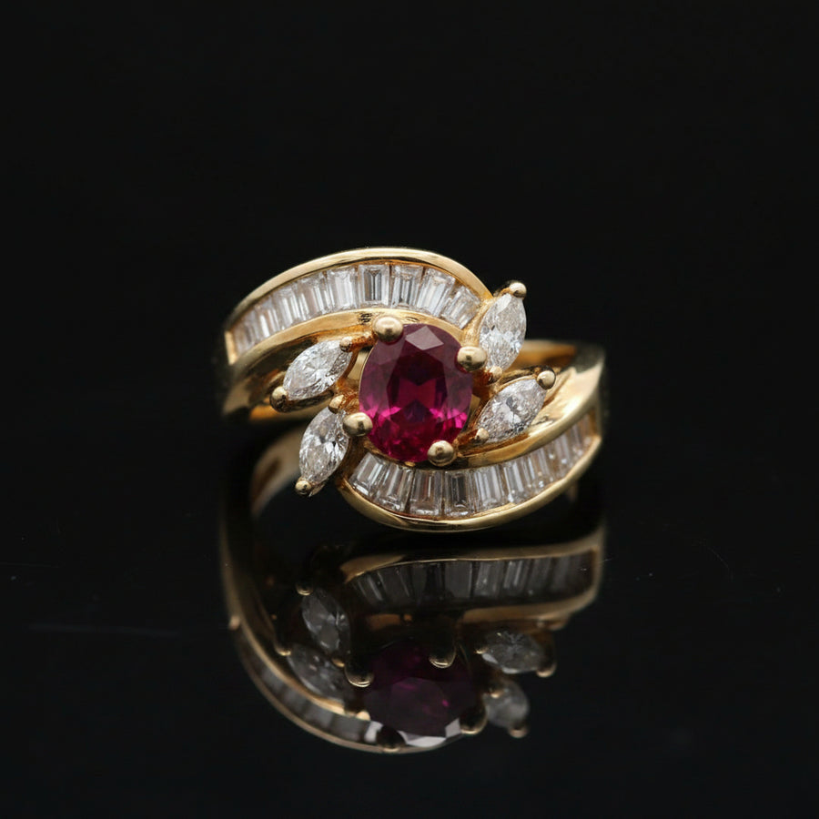 Vintage Ruby & Diamond 14K Yellow/White Gold Ring