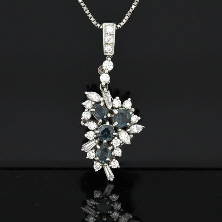 Estate Natural Color Change Alexandrite and Diamond Platinum Necklace