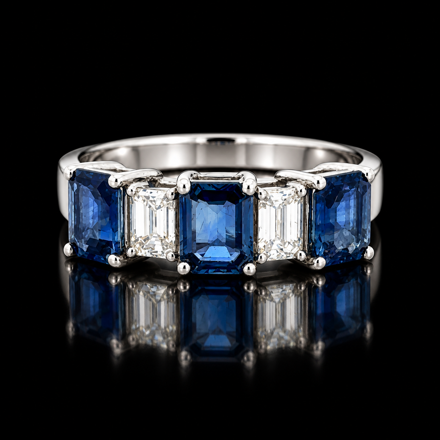 Designer Marchisio 1.85cttw Sapphire and Diamond 18K White Gold Ring