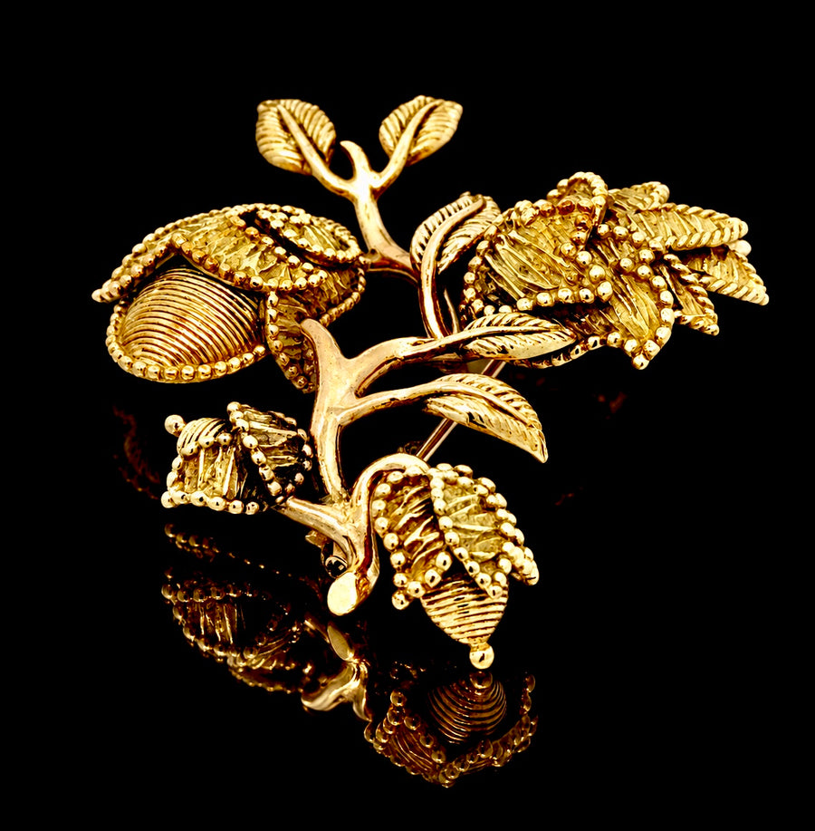 Estate Italy Tiffany & Company "Botanical" Brooch/Pendant 18K Yellow Gold