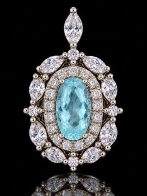 Designer M.C. Marchisio .80ct. Natural Paraiba Tourmaline & Diamond 18KT White Gold Pendant