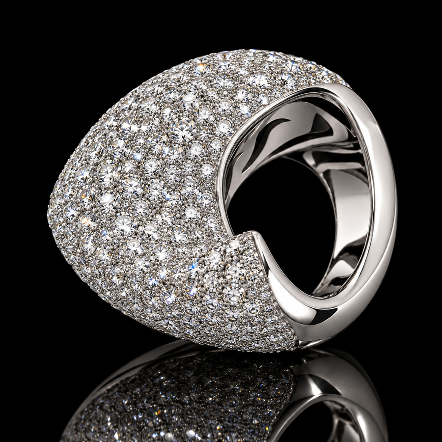 Estate Italian Del Duca 5.44 cttw Diamond 18K White Gold Ring