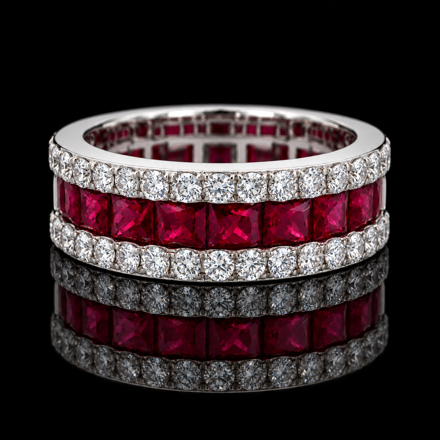 Estate Fine 2.33cttw. Ruby & Diamond 14KT White Gold Ring