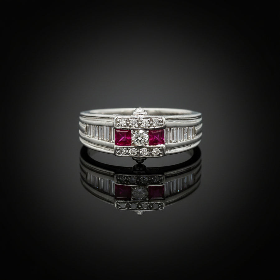 Ruby & Diamond Platinum Ring
