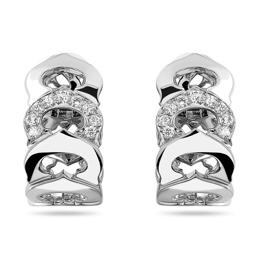 Estate De Cartier Diamond 18Kt White Gold Huggie Earrings