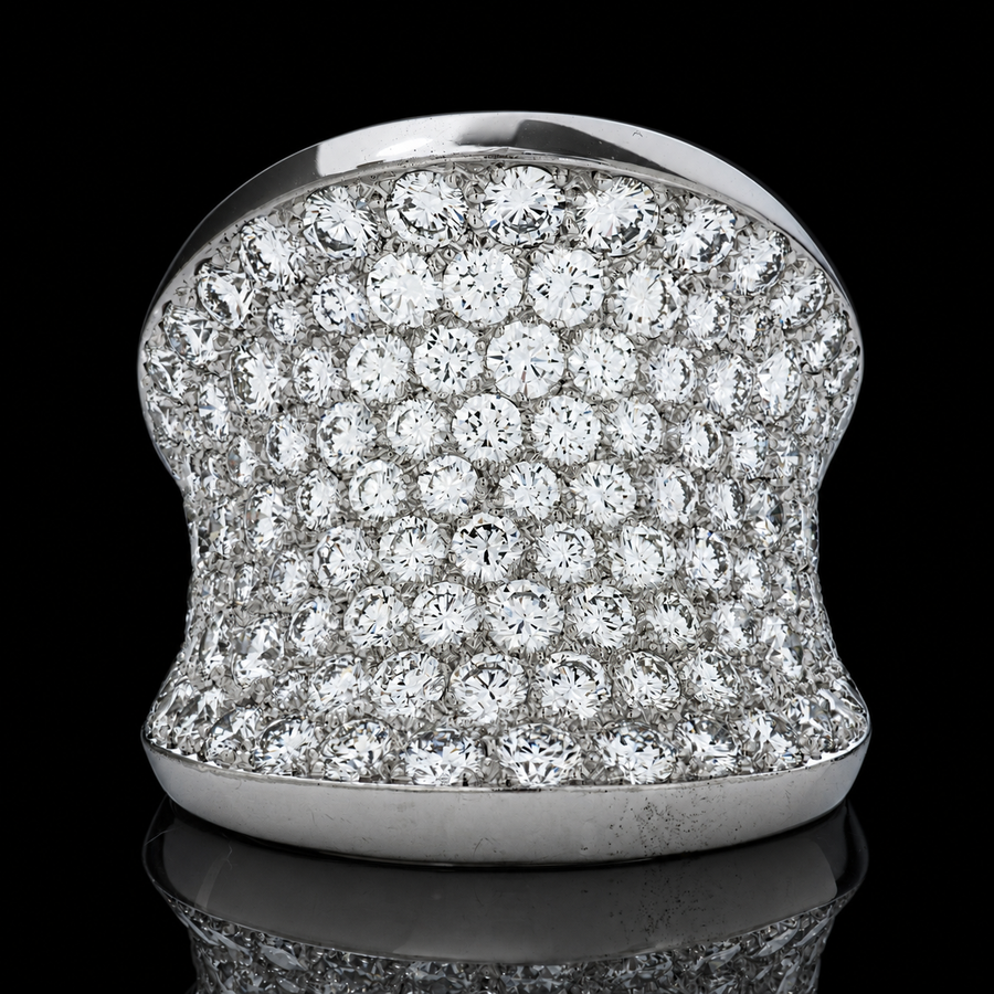 Estate Cartier Chalice Collection 6.60cttw Diamond 18Kt White Gold Wide Ring