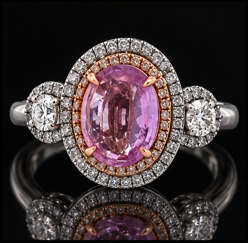 Designer Marchisio 3.13ct Pink Sapphire & Diamond 18K White Gold Ring