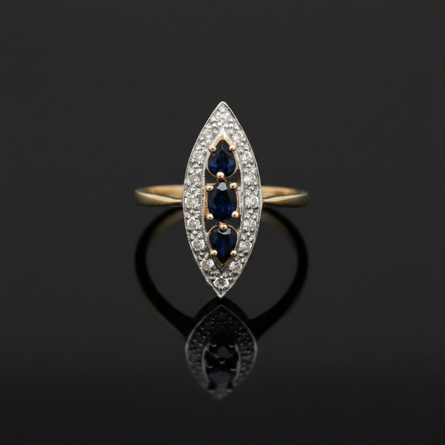 Vintage Sapphire & Diamond 14K Yellow & White Gold Ring
