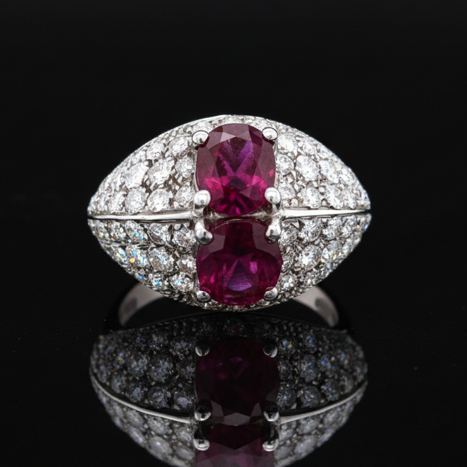 Ruby and Diamond 18K White Gold Ring