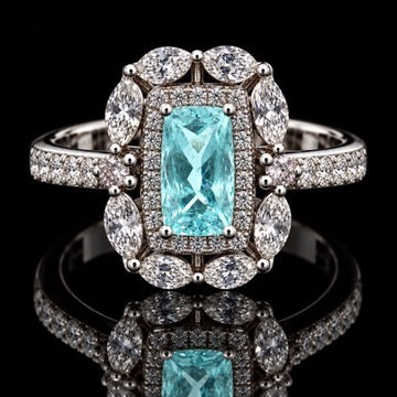 Designer M.C. Marchisio Paraiba & Diamond 18KT White Gold Ring