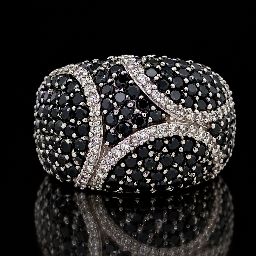 Estate 5.50cttw Black & White Diamond 14K White Gold Ring