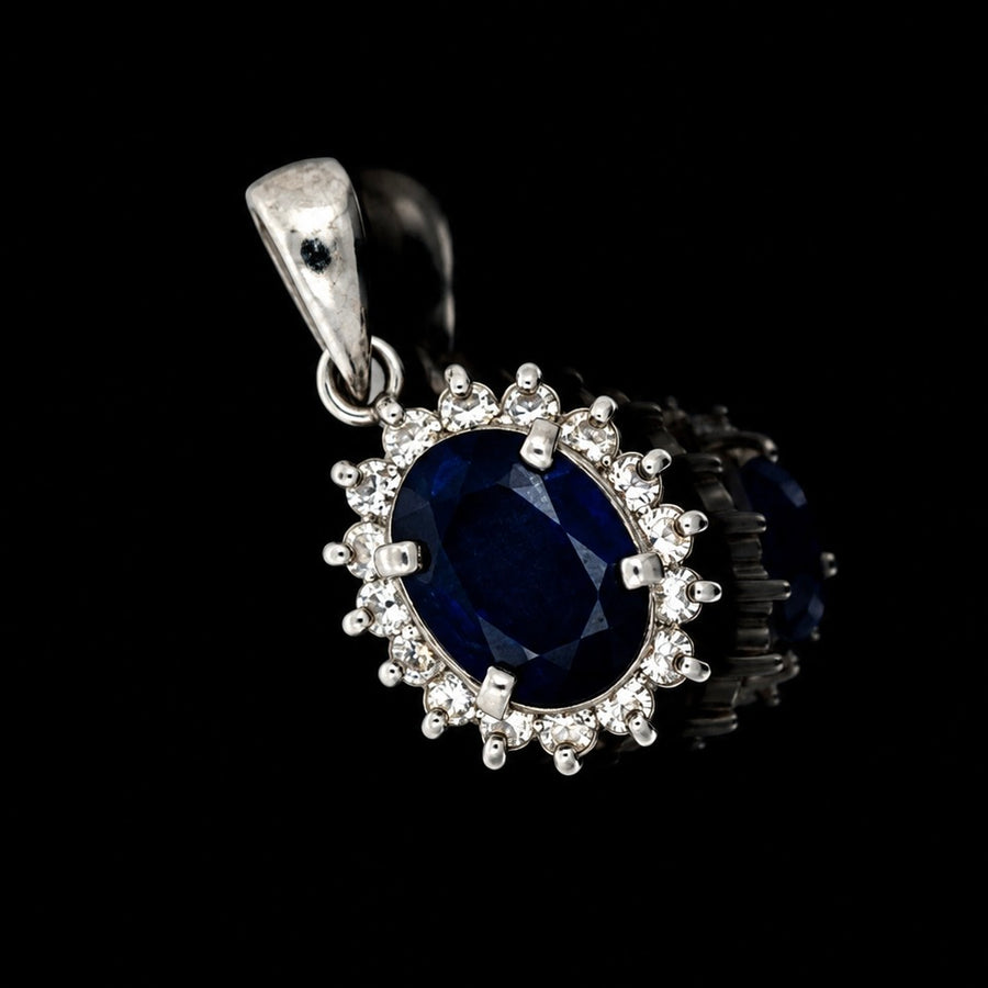 Estate .97ct. Sapphire & Diamond Platinum Pendant