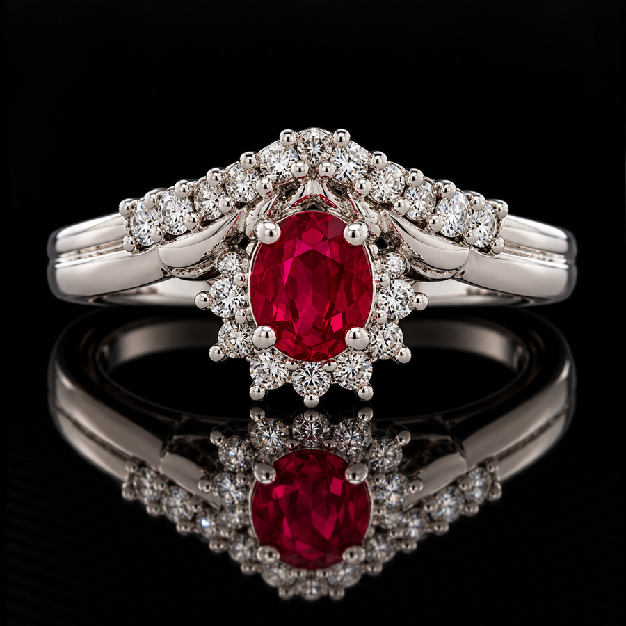 Estate Ruby & Diamond Platinum Ring