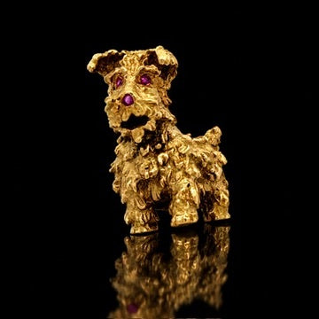 Estate Italy Tiffany & Company "Scottie Dog" Ruby & Diamond 18KT Yellow Gold Brooch/Pendant