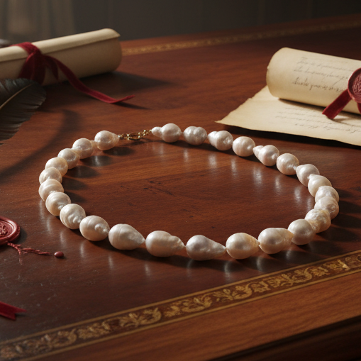Estate South Sea Baroque Pearl 11 x 14 mm Necklace