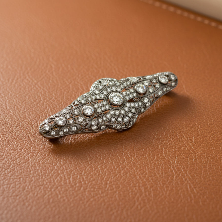 Art Deco Diamond Platinum Bar Brooch