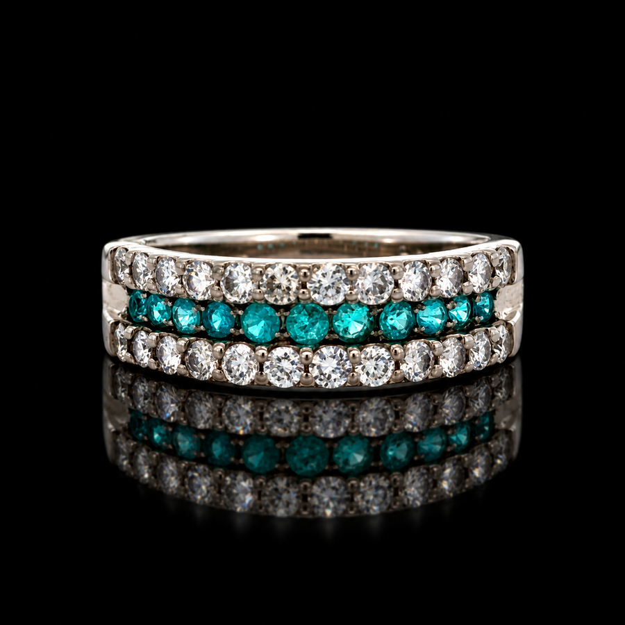 Estate Paraiba & Diamond Platinum Ring