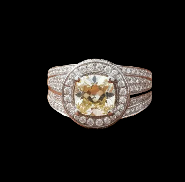 Estate Designer Michael M. 2.14 ct Natural Fancy Dark Grey-Greenish Yellow (GIA) Diamond Ring 14742
