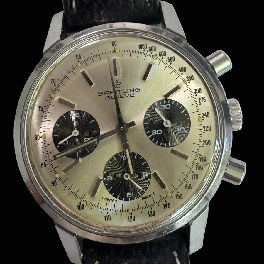 Breitling No. 815 Long Playing Collector's Watch 52 Hour Power Reserve. Rare Circa 1956 (Black Leather Strap)