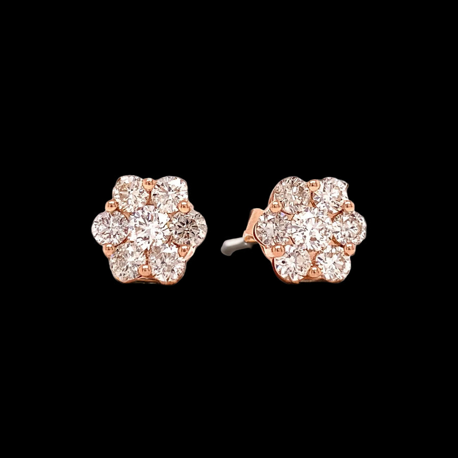 Maya Lianna 1.00 cttw Diamond Cluster 14K Rose Gold Earrings