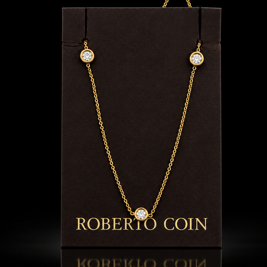 Estate Roberto Coin Diamond By The Yard 18KT Yellow Gold Necklace