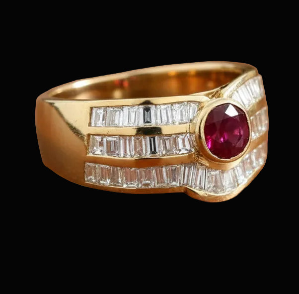 Ruby, Diamond and 18K Yellow Gold Ring